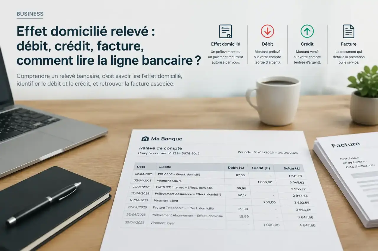 Effet domicilié relevé : débit, crédit, facture, comment lire la ligne bancaire ?
