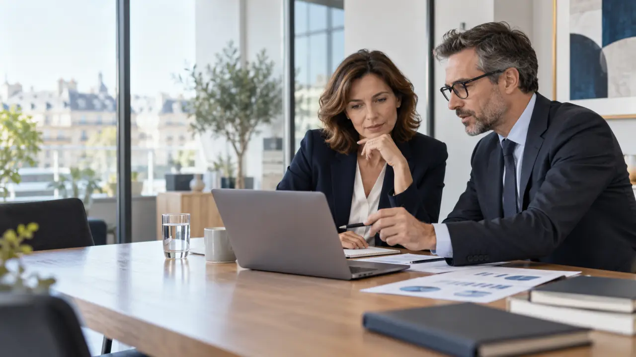 Dirigeants de PME analysant des indicateurs financiers lors d'un audit