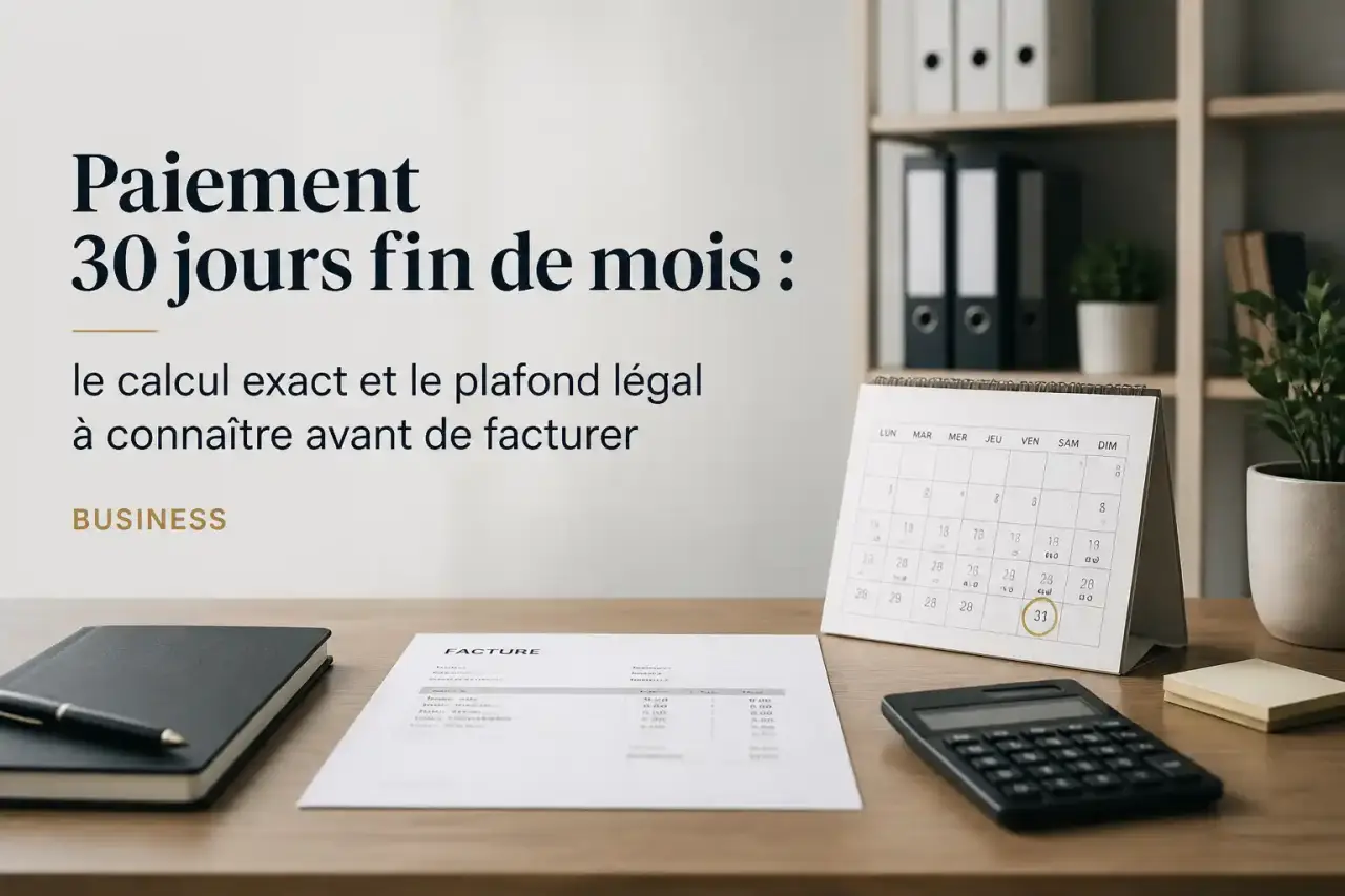 Paiement 30 jours fin de mois : le calcul exact et le plafond légal à connaître avant de facturer
