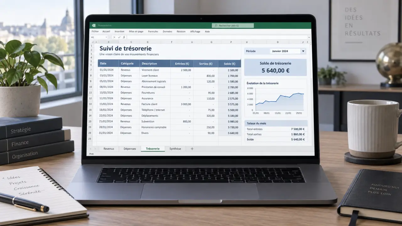 Un tableau Excel de comptabilité simple suffit pour suivre votre trésorerie, avec 4 onglets
