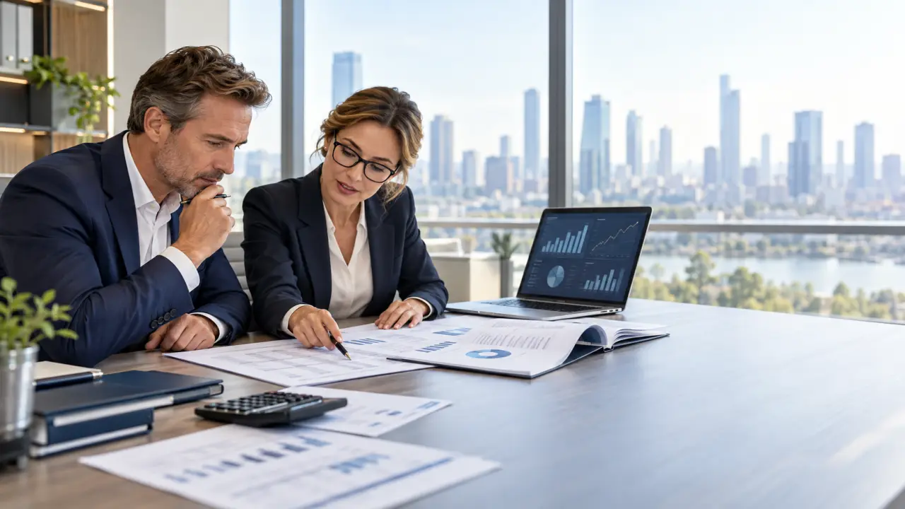 Dirigeants analysant les comptes annuels de leur entreprise avec un auditeur